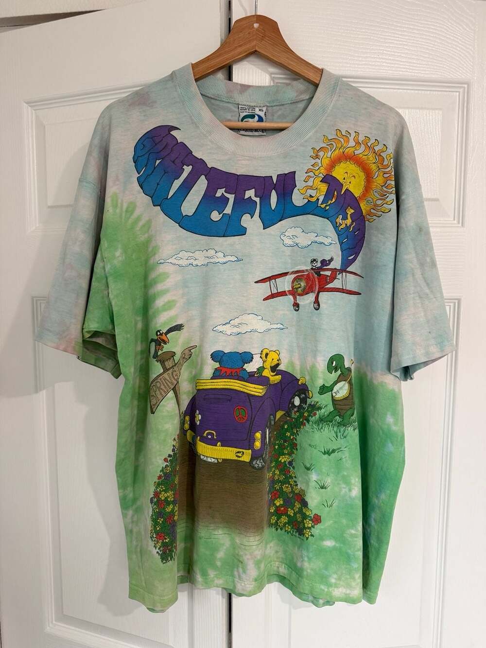 Vintage 1992 Grateful Dead Spring Tour Liquid Blue Tie Dye T-Shirt XL